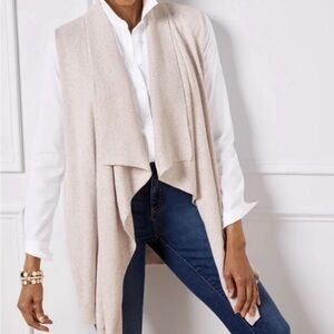 Talbots Cream Cascading Travel Metallic Vest Size Medium‎